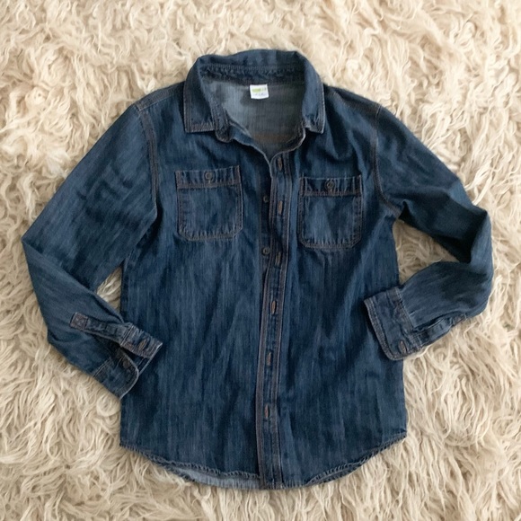 Crazy 8 | Long Sleeve Button Down Shirt Top Denim Blue Chambray M - Picture 2 of 10